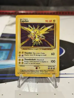 Pokemon Base Set Zapdos 16/102 Unimited Holo Rare - Vintage Pokemon - Image 1
