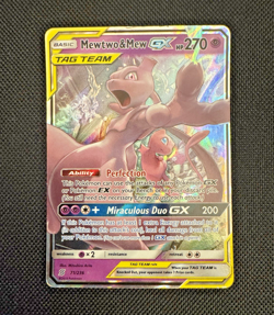 2019 Pokemon SM Unified Minds Mewtwo Mew Tag Team Holo #71/236 - Image 1