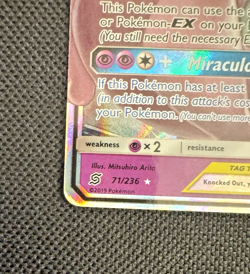 2019 Pokemon SM Unified Minds Mewtwo Mew Tag Team Holo #71/236 - Image 3