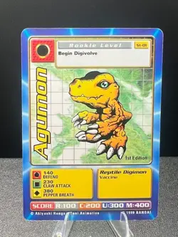 1999 Bandai Digimon CCG Agumon #ST-01 1st Edition Card NM/M - Image 1