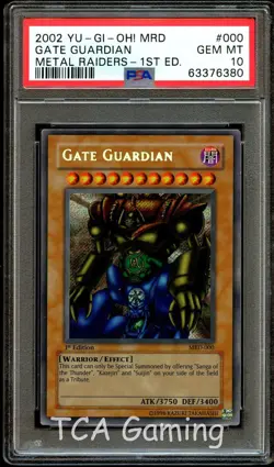 PSA 10 GEM MINT Gate Guardian MRD-000 SECRET RARE 1st Edition MRD Yugioh Card 80 - Image 1