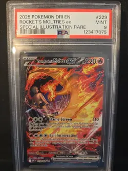 Pokemon TCG Team Rockets Moltres EX Card 229/182 Destined Rivals PSA 9 - Image 1