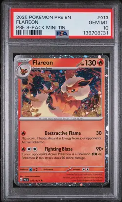 2025 POKEMON PRE EN-PRISMATIC EVOLUTIONS #013 FLAREON PSA 10 - Image 1