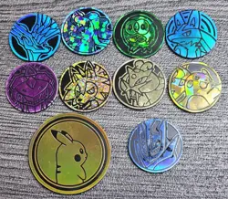 Pokemon x10 Jumbo and Standard Flip Coins Bundle - Pikachu, Raichu, Lucario - Image 1