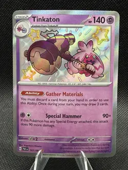 Tinkaton 167/091 Pokemon Paldean Fates Baby Shiny Holo Rare NM - Image 1