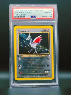 2000 Pokemon Neo Genesis SKARMORY #13 HOLO Rare 1ST EDITION PSA 8 NM-MT - Image 1