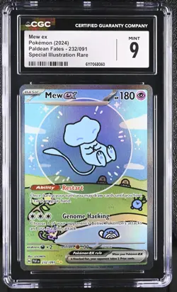 Mew EX 232/091 Special Illustration Rare Paldean Fates Pokemon CGC 9 Mint *060 - Image 1