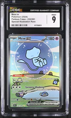 Mew EX 232/091 Special Illustration Rare Paldean Fates Pokemon CGC 9 Mint *011 - Image 1