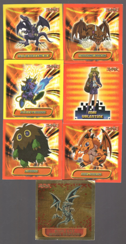 LOT 7 1996 TOPPS YU-GI-OH! STICKERS GOLD FOIL BLUE-EYES WHITE DRAGON - Image 1