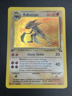 KABUTOPS Pokemon Card - WOTC - 1st Edition - Fossil - 9/62 - HOLO - NM (B) - Image 4