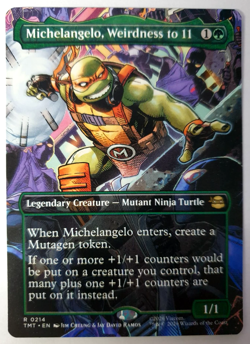 Michelangelo, Weirdness to 11 - Borderless Rare - MTG TMNT - 0214 NM - Image 1