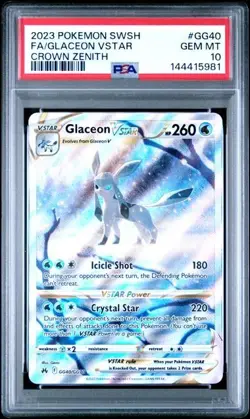 PSA 10 Glaceon Vstar GG40/GG70 Pokemon Crown Zenith Galarian Gallery - Image 1