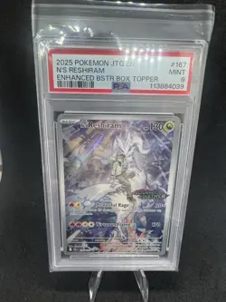 Pokemon TCG 2025 Journey Together N’S RESHIRAM 167/159 Stamped Box Topper PSA 9 - Image 1