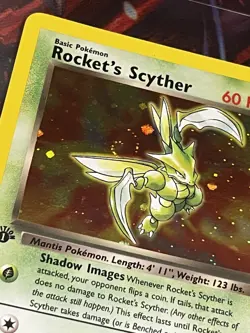 Pokemon TCG Rockets Scyther First Edition Holo 13/132 Gym Heroes 2000 LP Swirl - Image 3