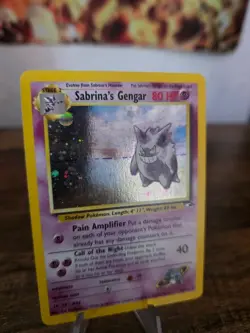 Excellent Pokemon TCG Sabrina's Gengar Gym Heroes 14/132 Holo Unlimited W Swirl - Image 3