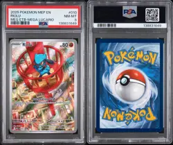 2025 Pokemon Mep En-Me Black Star Promo #010 Riolu Meg Etb-Mega Lucario PSA 8 - Image 3