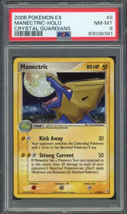 PSA 8 Manectric EX Crystal Guardians 8/100 Holo Pokemon Card B14 - Image 1