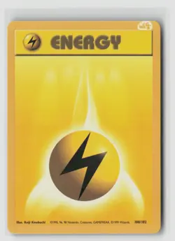 LIGHTNING ENERGY 100/102 BASE SET INK ERROR POKEMON TCG LP - Image 1