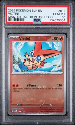 Pokemon BLK EN-BLACK BOLT 012 VICTINI MASTER BALL REVERSE HOLO PSA 10-137079304 - Image 1