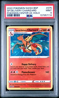 2022 POKEMON SWSH BLACK STAR PROMO #075 SPECIAL DELIVERY CHARIZARD-HOLO PSA 9 - Image 1