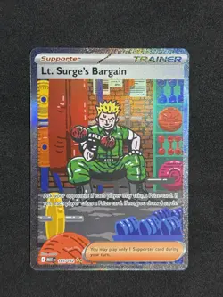 Pokemon TCG Lt. Surge's Bargain Trainer Full Art MEGA Holo 185/132 Me01 - Image 1