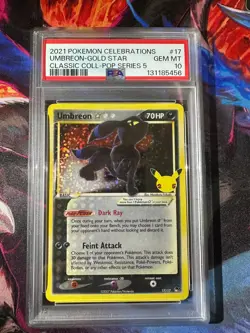 Umbreon Gold Star Celebrations Classic Coll. 17/17 PSA 10 Gem Mint Pokemon TCG - Image 1