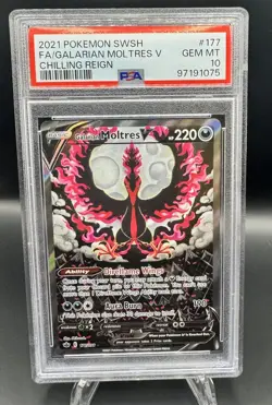 2021 POKEMON SWORD & SHIELD CHILLING REIGN FULL ART/GALARIAN MOLTRES V PSA 10 - Image 1