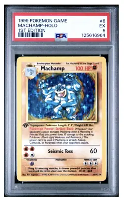 Pokemon TCG Machamp Holo Rare Deck Exclusives 1st Edition PSA 5 1999 8/102 - Image 1