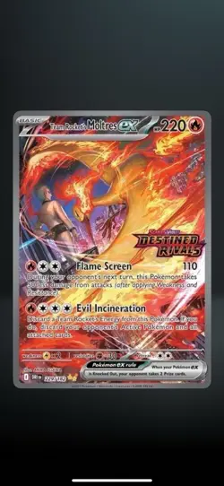 Team Rocket’s Moltres ex 229/182 Secret Rar STAMPED Destined Rivals Pokemon NM+ - Image 1