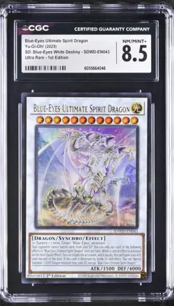 Yugioh 1st Ed. Blue Eyes Ultimate Spirit Dragon Secret Rare CGC 8.5, SDWD-EN043 - Image 1