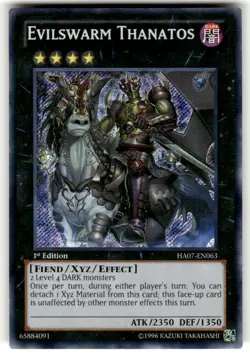 YUGIOH EVILSWARM THANATOS HA07-EN063 SECRET 1ST ED NM - Image 1