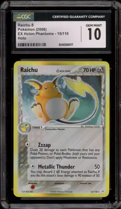 Pokemon Raichu EX Holon Phantoms Holo Rare #15 CGC 10 Gem Mint - Image 1