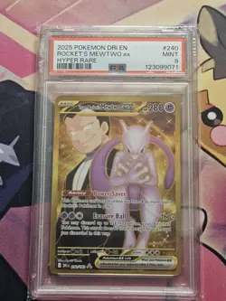 2025 POKEMON DRI DESTINED RIVALS HYPER RARE #240 TEAM ROCKET'S MEWTWO EX PSA 9 - Image 1
