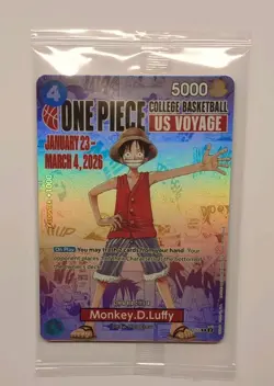 2026 One Piece Monkey D. Luffy US Voyage UH College Basketball Promo Card SEALED - Image 1