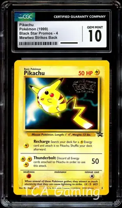 CGC 10 GEM MINT Pikachu # 4 WB Movie WOTC Black Star Promo Pokemon Card - Image 1