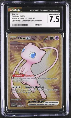 CGC 7.5 NEAR MINT+ Mew EX 205/165 Gold METAL 151 UPC PROMO Pokemon Card 094 - Image 1