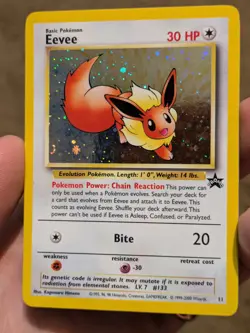 Eevee 11 LV. 7 #133 Black Star Promo Holo Pokemon Card VINTAGE WOTC MP - Image 1