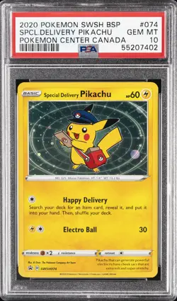 2020 POKEMON SWSH BLACK STAR PROMO #074 SPECIAL DELIVERY PIKACHU-HOLO PSA 10 - Image 1