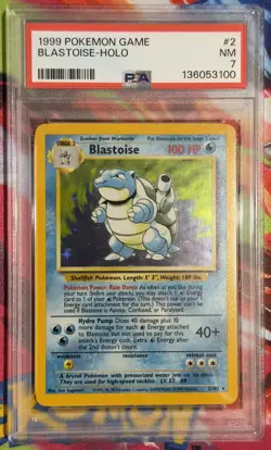 Pokemon TCG: Base Set Unlimited 1999 #2 Blastoise-Holo PSA 7 - Image 1