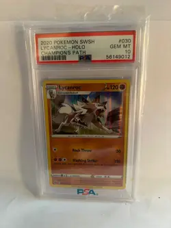 2020 Pokemon LYCANROC HOLO 030 SWSH Champion’s Path PSA 10 Gem Mint FREE SHIPPIN - Image 2