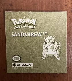 Pokemon Sticker - Sandshrew R07 - Series 1 - Embossed Gold Foil Artbox - Holo - Image 2