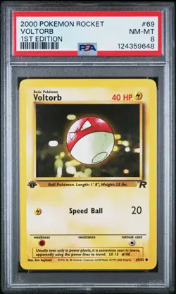2000 POKEMON ROCKET 1ST EDITION #69 VOLTORB PSA 8 - Image 1