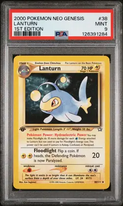 2000 POKEMON NEO GENESIS 1ST ED #38 LANTURN PSA 9 - Image 1