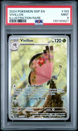 2024 POKEMON SSP EN-SURGING SPARKS ILLUSTRATION RARE #193 VIVILLON PSA 9 - Image 1