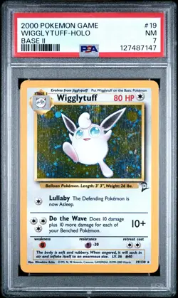 2000 POKEMON BASE SET 2 #19 WIGGLYTUFF-HOLO PSA 7 - Image 1