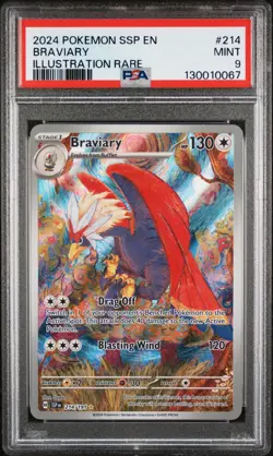 2024 POKEMON SSP EN-SURGING SPARKS ILLUSTRATION RARE #214 BRAVIARY PSA 9 - Image 1