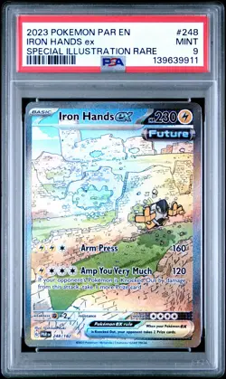 2023 POKEMON PAR EN-PARADOX RIFT SPECIAL ILLUSTRATION RARE IRON HANDS EX PSA 9 - Image 1