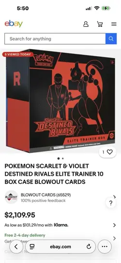Pokemon Scarlet & Violet Destined Rivals Elite Trainer Box Case of 10 - Image 2