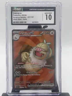 Slaking ex 227/191 Surging Sparks Ultra Rare Holo EX CGC 10 Pokemon Card 2024 - Image 1