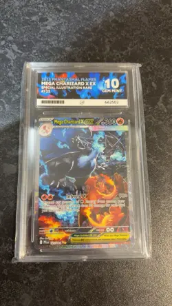Mega Charizard X EX 125/094 ACE 10 Perfect Sub Grades Phantasmal Flames Pokemon - Image 1